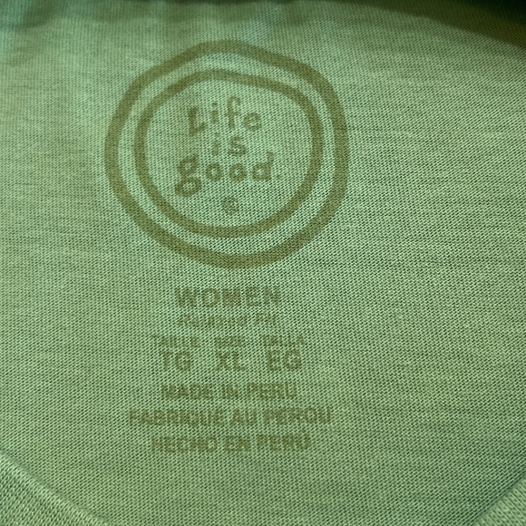 Life is Good Green Running Dog Graphic Long Sleeve Tee Shirt Women’s XL - Picture 7 of 10